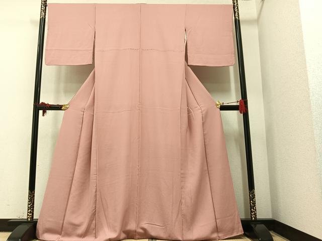 平和屋着物●上質な色無地 珊瑚色 正絹 逸品 AAAT5035ph