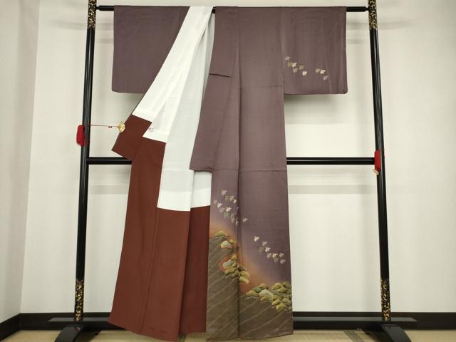 平和屋着物●ファッションデザイナー 花井幸子 訪問着 駒刺繍 立波松文 千鳥 暈し染 金彩 やまと誂製 正絹 逸品 AAAT5155ck