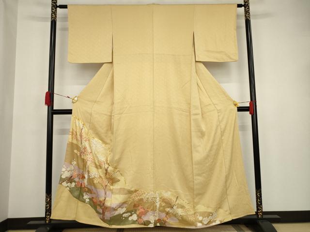 平和屋着物●豪華色留袖 駒刺繍 風景枝花文 金彩 正絹 逸品 AAAT5156ck