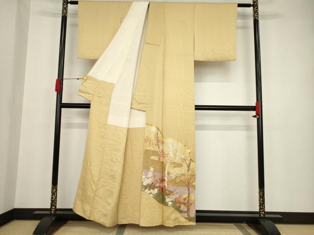 平和屋着物●豪華色留袖 駒刺繍 風景枝花文 金彩 正絹 逸品 AAAT5156ck