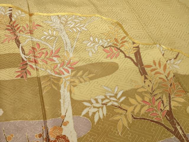 平和屋着物●豪華色留袖 駒刺繍 風景枝花文 金彩 正絹 逸品 AAAT5156ck