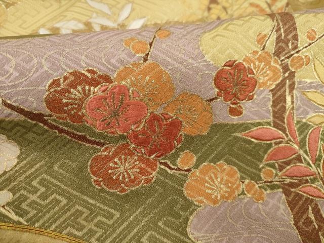 平和屋着物●豪華色留袖 駒刺繍 風景枝花文 金彩 正絹 逸品 AAAT5156ck