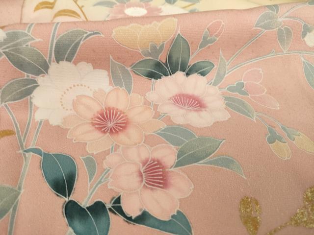 平和屋着物●訪問着 草花文 暈し染 金銀彩 正絹 逸品 AAAT5169ck
