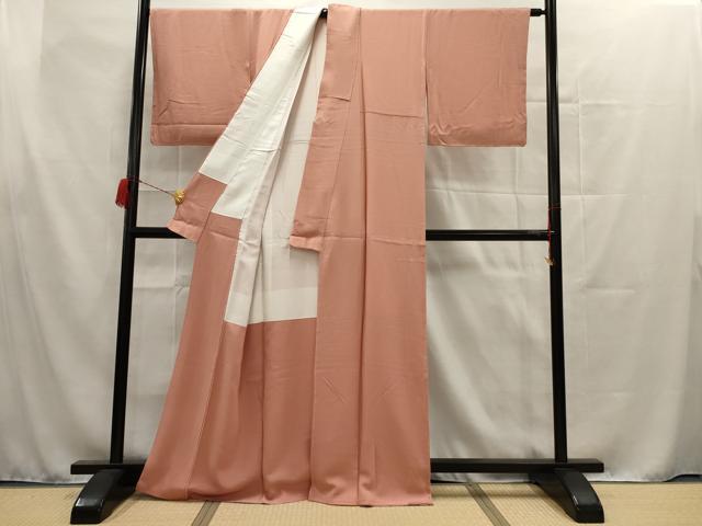 平和屋着物●上質な色無地 作家物 紅梅色 正絹 逸品 未使用 AAAT5924ru