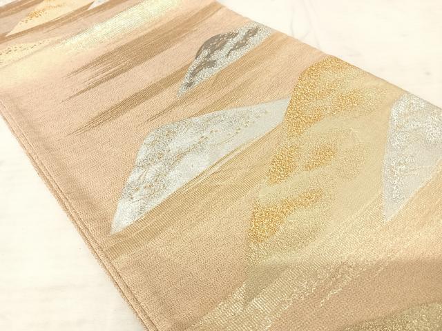 平和屋着物◎明綴れ 六通柄袋帯 遠山風景文 プラチナ箔 金銀糸 正絹 逸品 AAAT6047yx