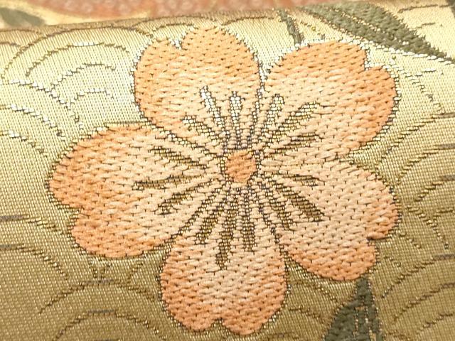 平和屋本店●六通柄袋帯 花楽器文 枝垂れ桜 楓 琴 金糸 正絹 逸品 AAAT6551ay