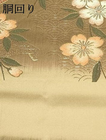 平和屋本店●六通柄袋帯 花楽器文 枝垂れ桜 楓 琴 金糸 正絹 逸品 AAAT6551ay
