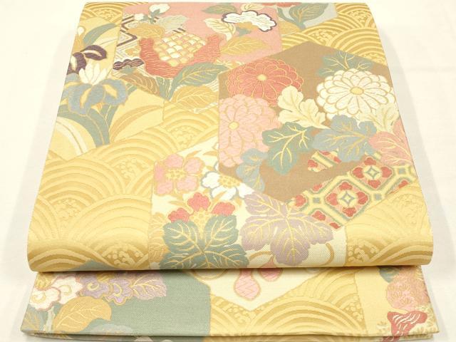 平和屋本店●六通柄袋帯 唐織 亀甲華絢爛 正絹 逸品 AAAT6553ay