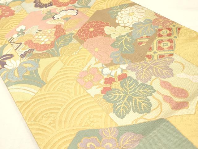 平和屋本店●六通柄袋帯 唐織 亀甲華絢爛 正絹 逸品 AAAT6553ay