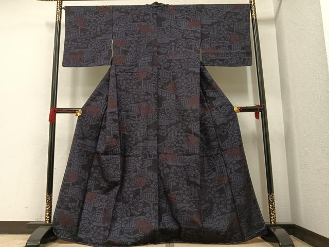 平和屋着物□結城紬 80亀甲 草花文 正絹 逸品 未使用 AAAT7247ph
