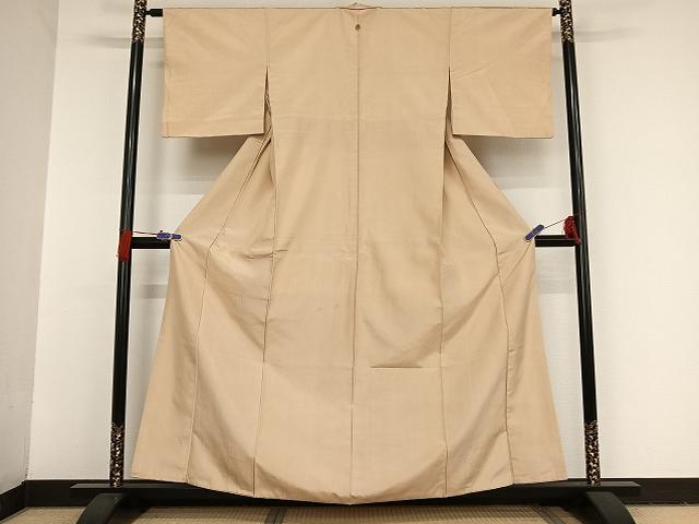 平和屋着物●上質な紬 色無地 薄卵色 正絹 逸品 AAAT9402np