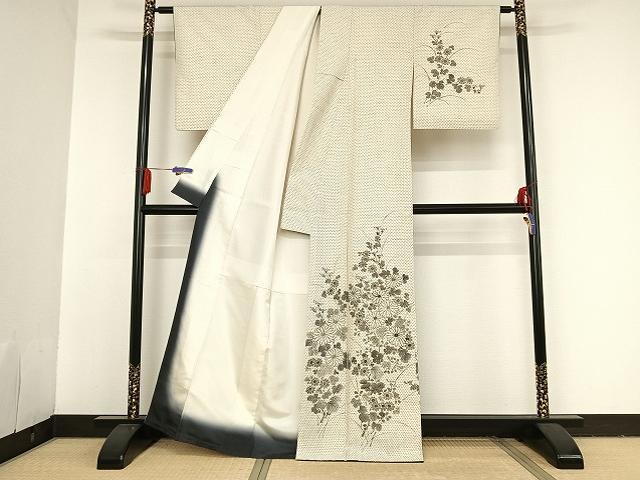 平和屋着物●訪問着 中国三大刺繍 相良刺繍 紬地 手描き 草花文 正絹 逸品 AAAT9403np