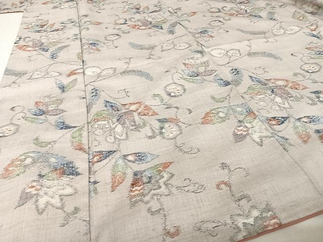 平和屋着物●本場小千谷紬 更紗花文 正絹 逸品 AAAT9405np