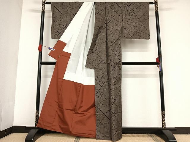 平和屋着物●本場大島紬 9マルキ 枝葉文 ますいわ屋扱い 正絹 逸品 未使用 AAAT9406np