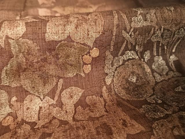 平和屋着物●訪問着 紬地 手描き 草花文 正絹 逸品 AAAT9413np
