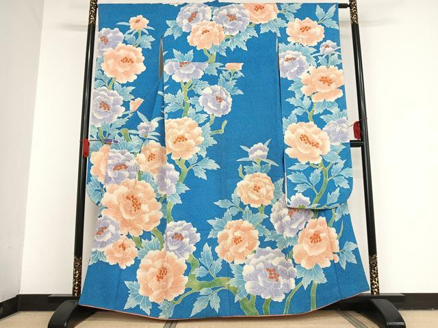平和屋着物●名門 藤娘きぬたや・総絞り 振袖 草花文 正絹 逸品 AAAT9464np