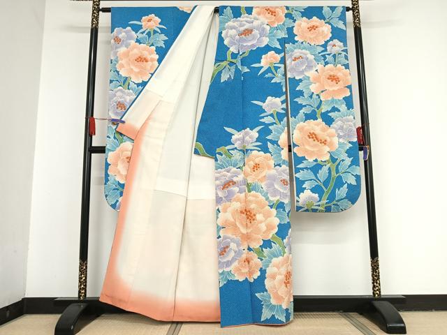 平和屋着物●名門 藤娘きぬたや・総絞り 振袖 草花文 正絹 逸品 AAAT9464np