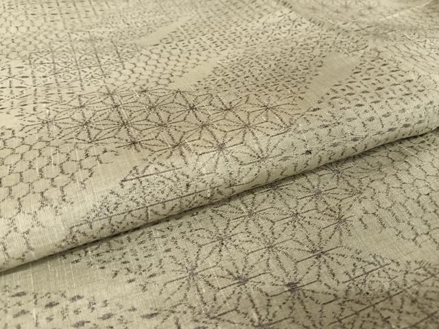平和屋着物●本場小千谷紬 吉祥文 麻の葉 正絹 逸品 AAAT9511np