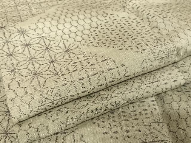 平和屋着物●本場小千谷紬 吉祥文 麻の葉 正絹 逸品 AAAT9511np
