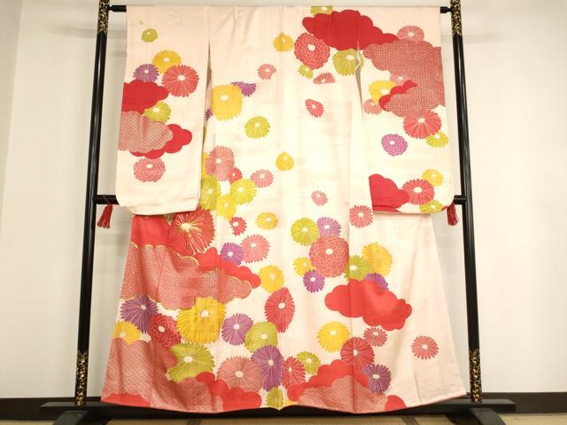 平和屋着物∵女の子 十三参り 振袖 子供 駒刺繍 雲取り菊文 金銀彩 逸品 AAAT9949ja