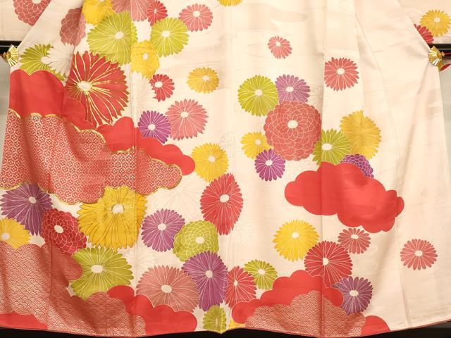 平和屋着物∵女の子 十三参り 振袖 子供 駒刺繍 雲取り菊文 金銀彩 逸品 AAAT9949ja