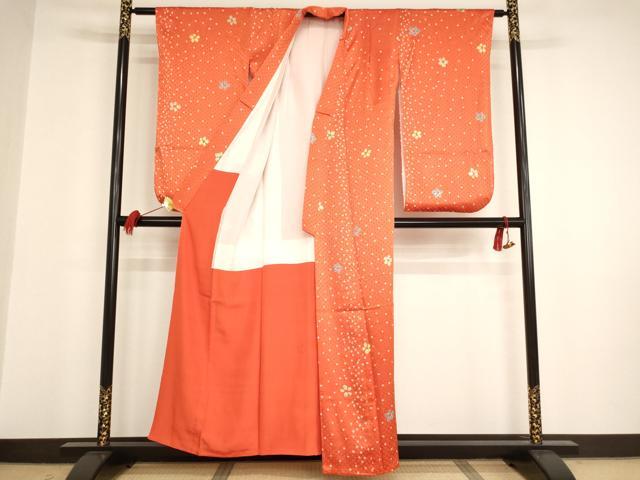 平和屋着物∵女の子 十三参り 子供 祝着 絞り 舞花文 逸品 AAAT9973ja