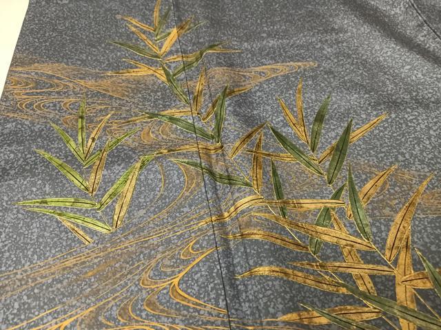 平和屋着物●本場染大島紬 訪問着 葦 金彩 正絹 逸品 AAAU0009np