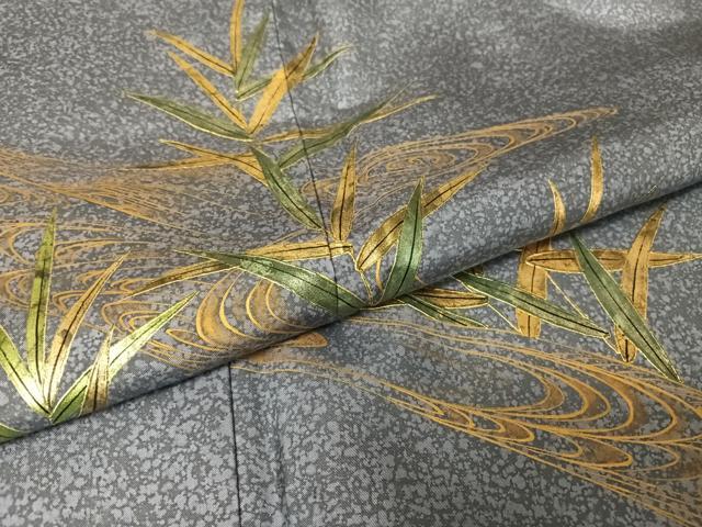 平和屋着物●本場染大島紬 訪問着 葦 金彩 正絹 逸品 AAAU0009np