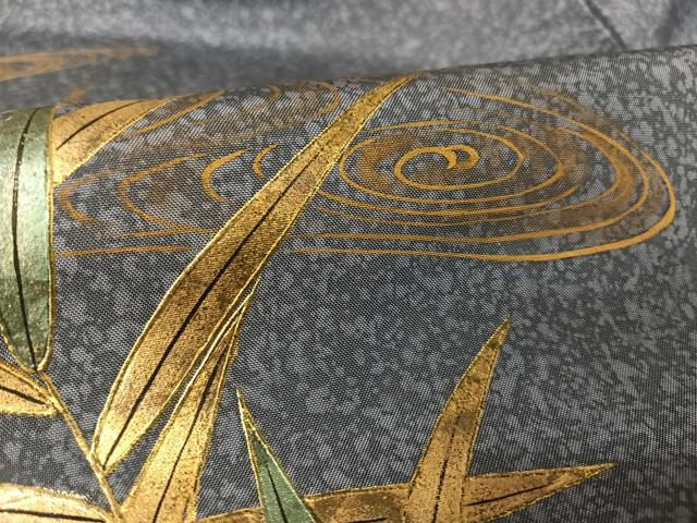 平和屋着物●本場染大島紬 訪問着 葦 金彩 正絹 逸品 AAAU0009np