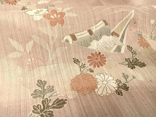 平和屋着物●訪問着 生紬地 風景文 暈し染め 金彩 正絹 逸品 AAAU0019np