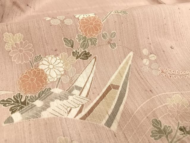 平和屋着物●訪問着 生紬地 風景文 暈し染め 金彩 正絹 逸品 AAAU0019np