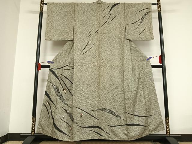 平和屋着物●訪問着 刺繍 更紗花文 金糸 銀彩 正絹 逸品 AAAU0020np