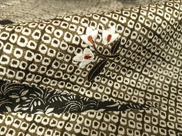 平和屋着物●訪問着 刺繍 更紗花文 金糸 銀彩 正絹 逸品 AAAU0020np