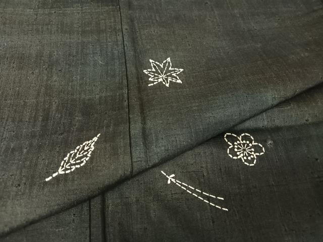 平和屋着物●紬 訪問着 刺し子 作家物 松竹梅 正絹 逸品 AAAU0030np