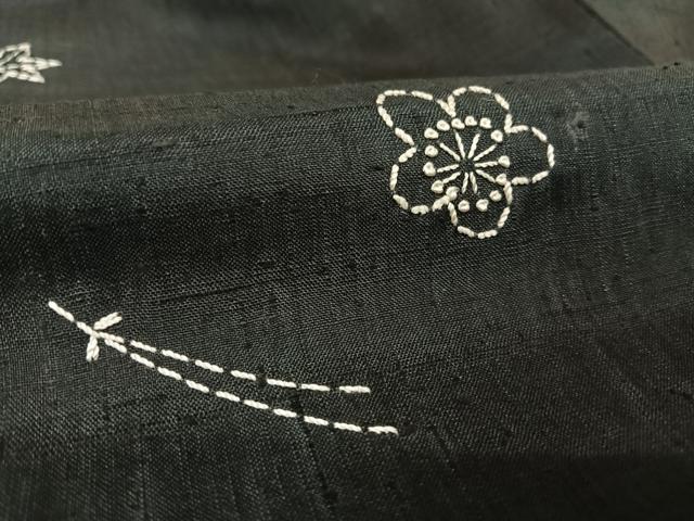 平和屋着物●紬 訪問着 刺し子 作家物 松竹梅 正絹 逸品 AAAU0030np
