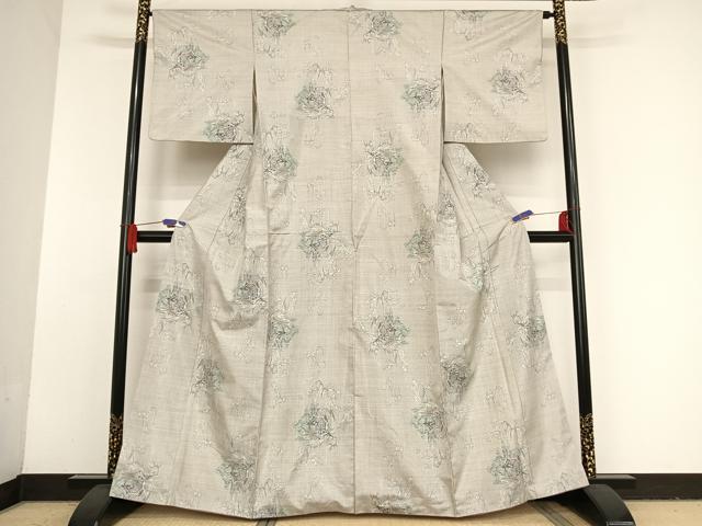 平和屋着物●本場大島紬 白大島 9マルキ 総絣 風景文 正絹 逸品 AAAU0096np