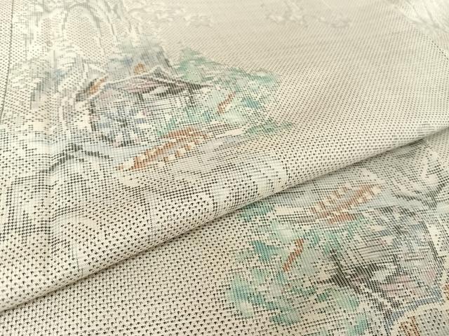 平和屋着物●本場大島紬 白大島 9マルキ 総絣 風景文 正絹 逸品 AAAU0096np