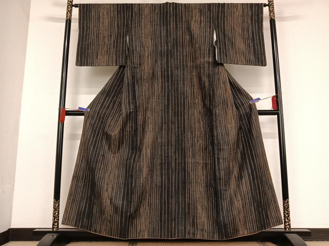平和屋着物●上質な紬 縞 正絹 逸品 AAAU0104np