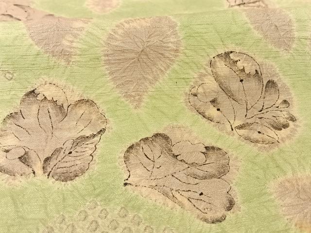 平和屋着物●西洞院辻が花 大脇一心 小紋 紬地 西洞院辻が花 反端付き 正絹 逸品 AAAU0106np