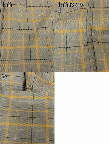 平和屋着物●黄八丈 市松綾織 紬 正絹 逸品 AAAU0108np
