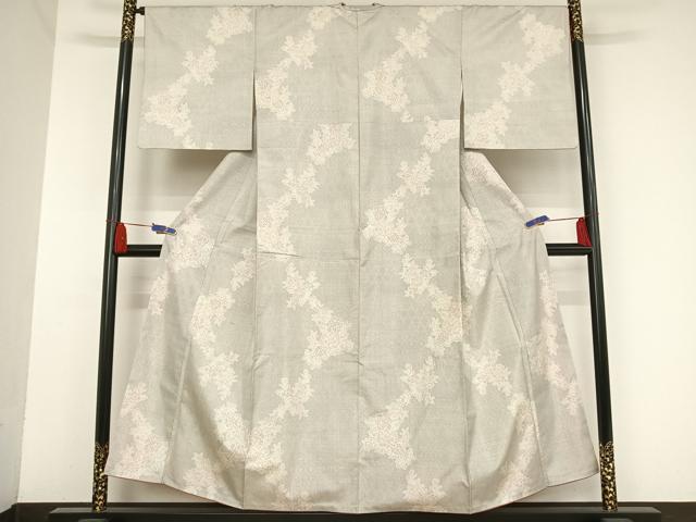 平和屋着物●本場大島紬 白大島 120亀甲 草花文 正絹 逸品 AAAU0116np