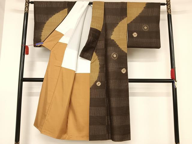 平和屋着物●訪問着 絞り 丸文 正絹 逸品 AAAU0119np