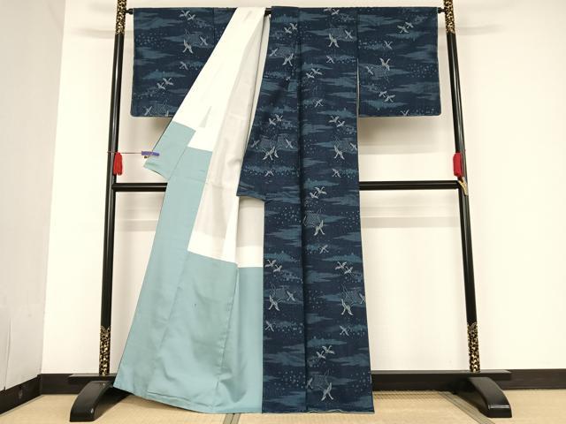 平和屋着物●上質な紬 綾織 飛鳥文 正絹 逸品 未使用 AAAU0121np