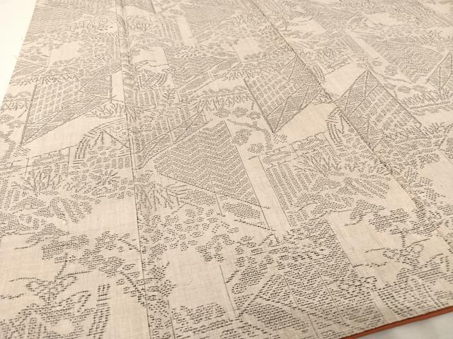 平和屋着物●本場結城紬 重要無形文化財 100亀甲 花屏風 井上商事謹製 証紙付き 正絹 逸品 AAAU0220np