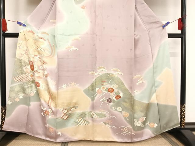 平和屋着物●創業460年・千總 訪問着 駒刺繍 鳳凰草花文 暈し染め 金糸 金彩 正絹 逸品 AAAU0240np