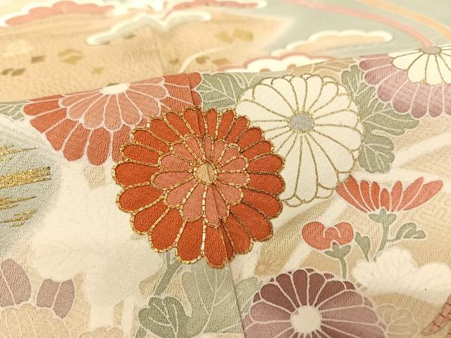 平和屋着物●創業460年・千總 訪問着 駒刺繍 鳳凰草花文 暈し染め 金糸 金彩 正絹 逸品 AAAU0240np