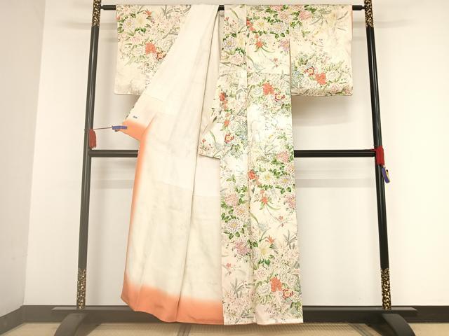 平和屋着物●創業460年・千總 小紋 草花文 暈し染め 金彩 正絹 逸品 AAAU0244np