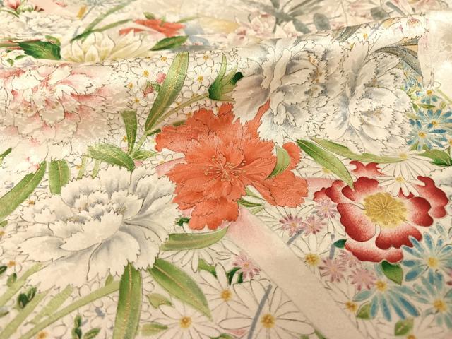平和屋着物●創業460年・千總 小紋 草花文 暈し染め 金彩 正絹 逸品 AAAU0244np