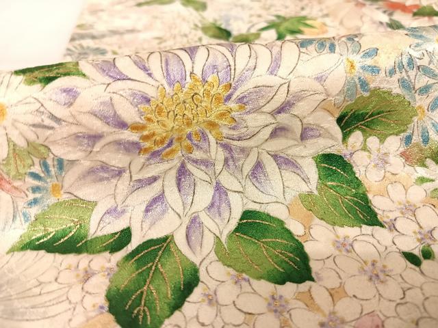 平和屋着物●創業460年・千總 小紋 草花文 暈し染め 金彩 正絹 逸品 AAAU0244np