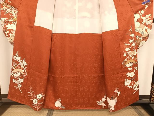 平和屋着物●創業460年・千總 振袖・長襦袢セット(無双仕立て)駒刺繍 飛鶴松花文 金糸 金彩 正絹 逸品 AAAU0261np